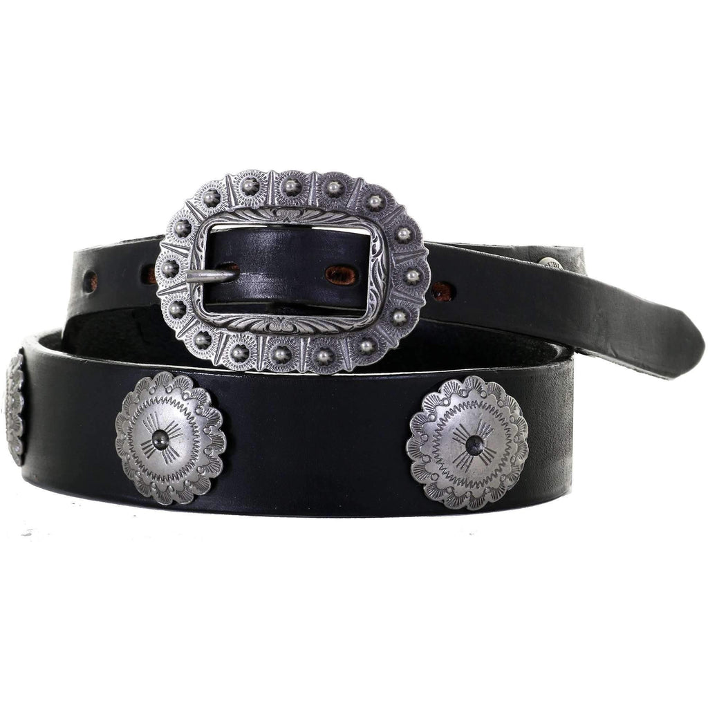 B1061 - Black Leather Concho Belt Belt