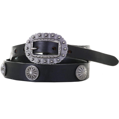 B1062 - Black Leather Concho Belt Belt