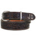 B1064A - FAST SHIP Brown Vintage Tooled Belt with Initials