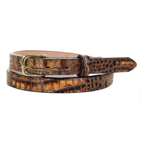 B1069 - Savannah Hornback Gator Print Leather Belt Belt