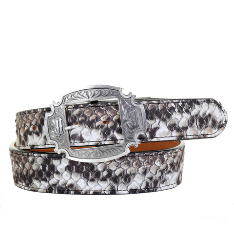 B1076 - Cobra Snake Print Leather Belt Belt