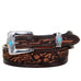B1077 - Brown Vintage Floral Tooled Belt Belt