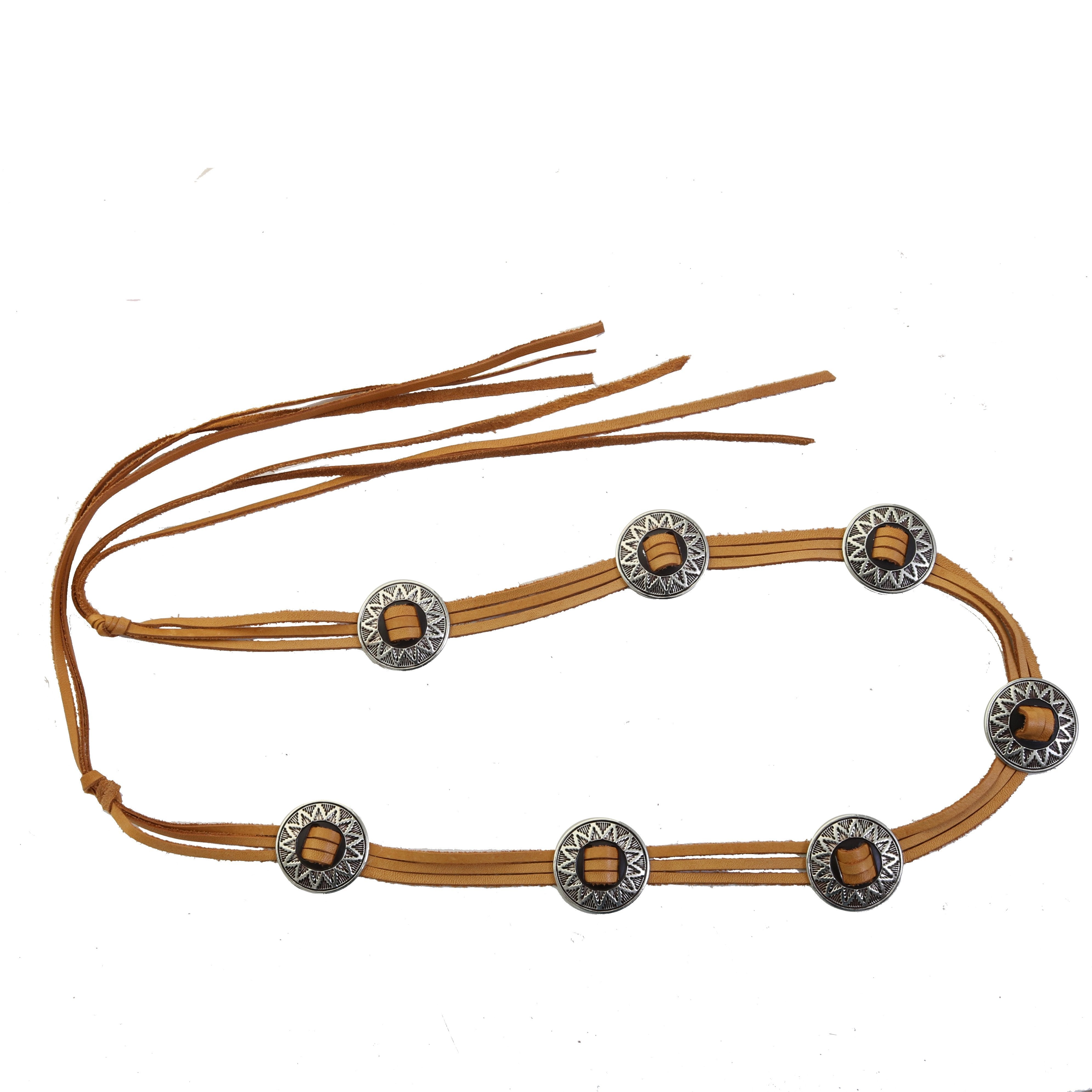 B1078 - Buckskin Bandit Leather Concho Belt Belt