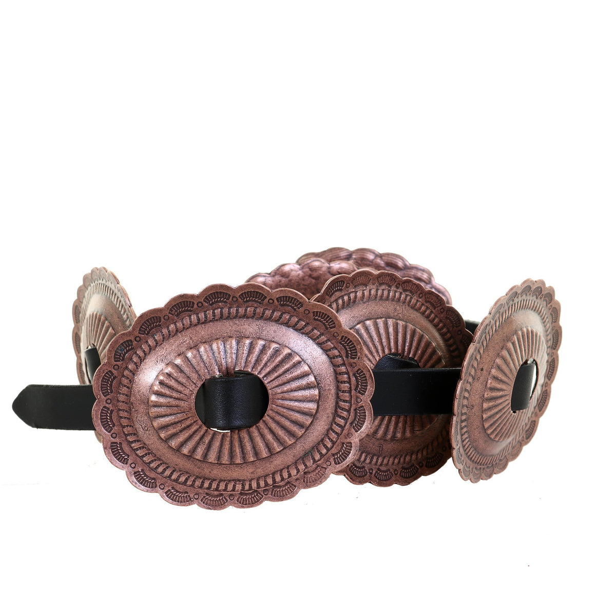 B1088 - Antique Copper Oval Concho Belt - Double J Saddlery