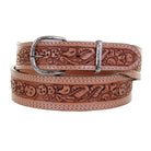 B1090 - Natural Floral/cactus Tooled Belt Belt