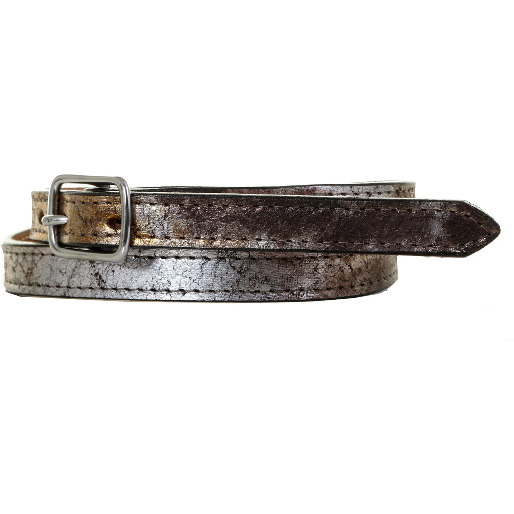 B1096 - Vintage Metallic Print Leather Belt Belt