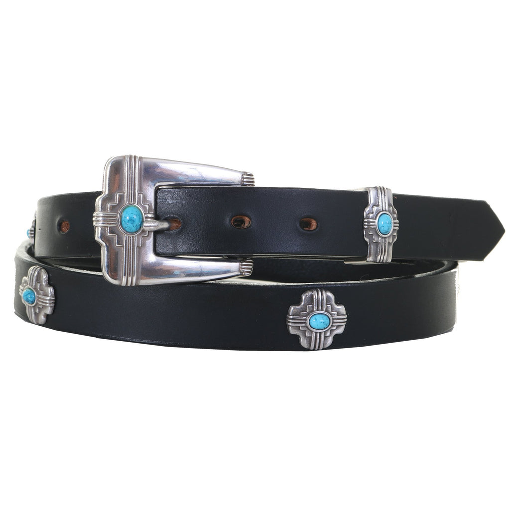 B1099 - Black Harness Leather Concho Belt Belt