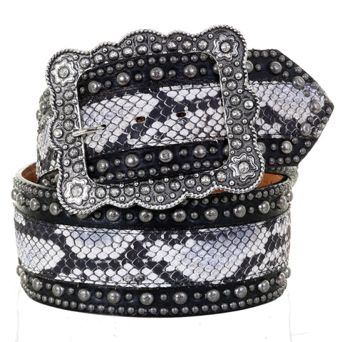 B1100 - Cobra Snake Print Studded Belt Belt