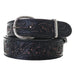B1117 - FAST SHIP Black Vintage Floral Tooled Tapered Belt