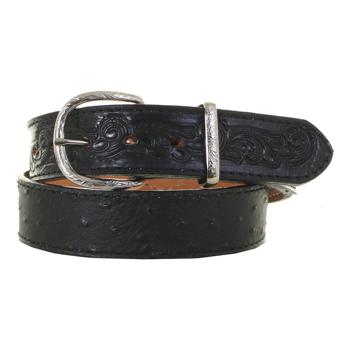 Vintage Tooled Black Leather Belt HYJTYA Men main image 2