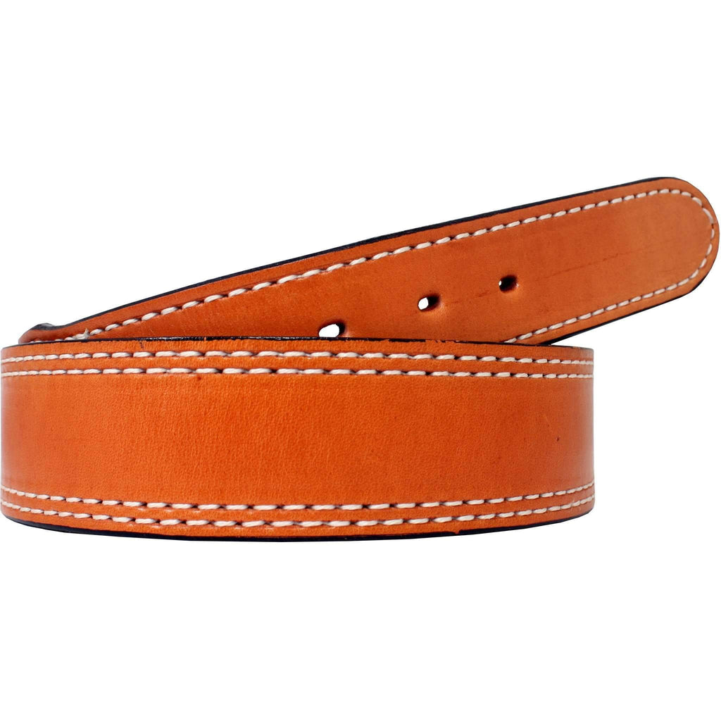 B123 - Natural Stitched Leather Belt Belt