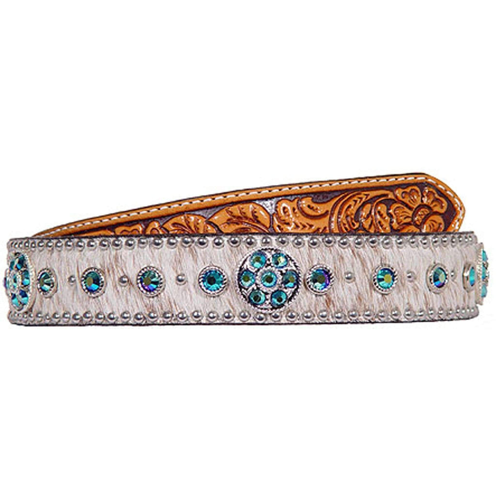 B264A - Roan Hair And Floral Tooled Belt Belt