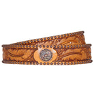 Clearance - Natural Leather Feather Tooled Belt B475