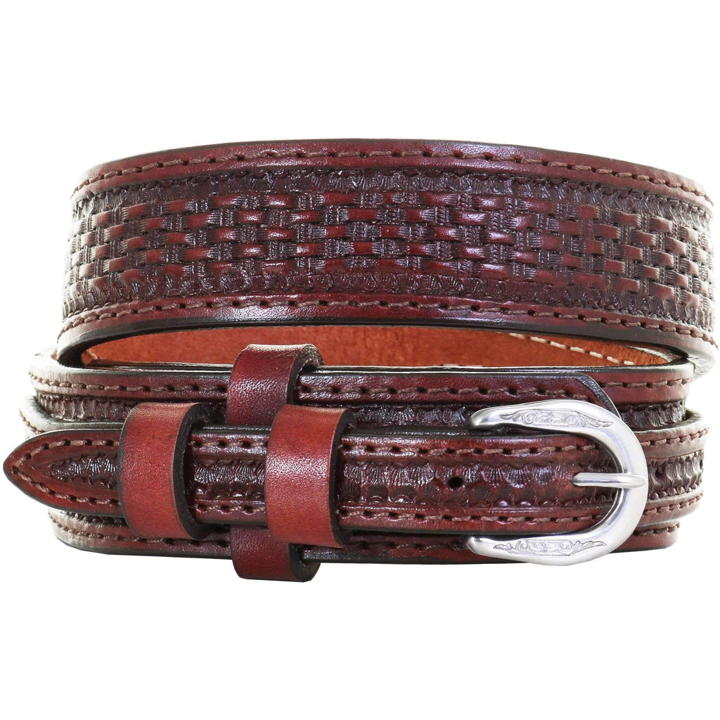 B635A - Cognac Leather Tooled Ranger Belt Belt