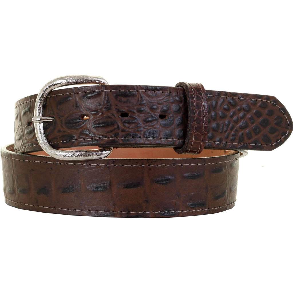 B639 - Chocolate Gator Print Belt Belt