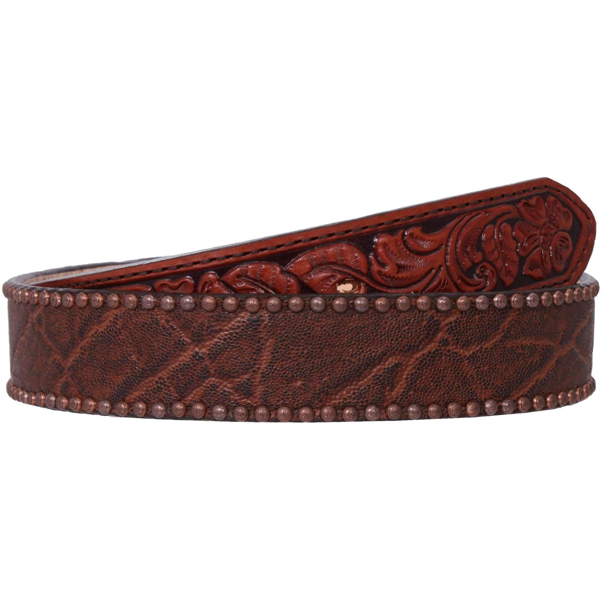 Elephant Print Leather Belt