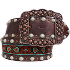 B772 - Brown Vintage Beaded Belt Belt