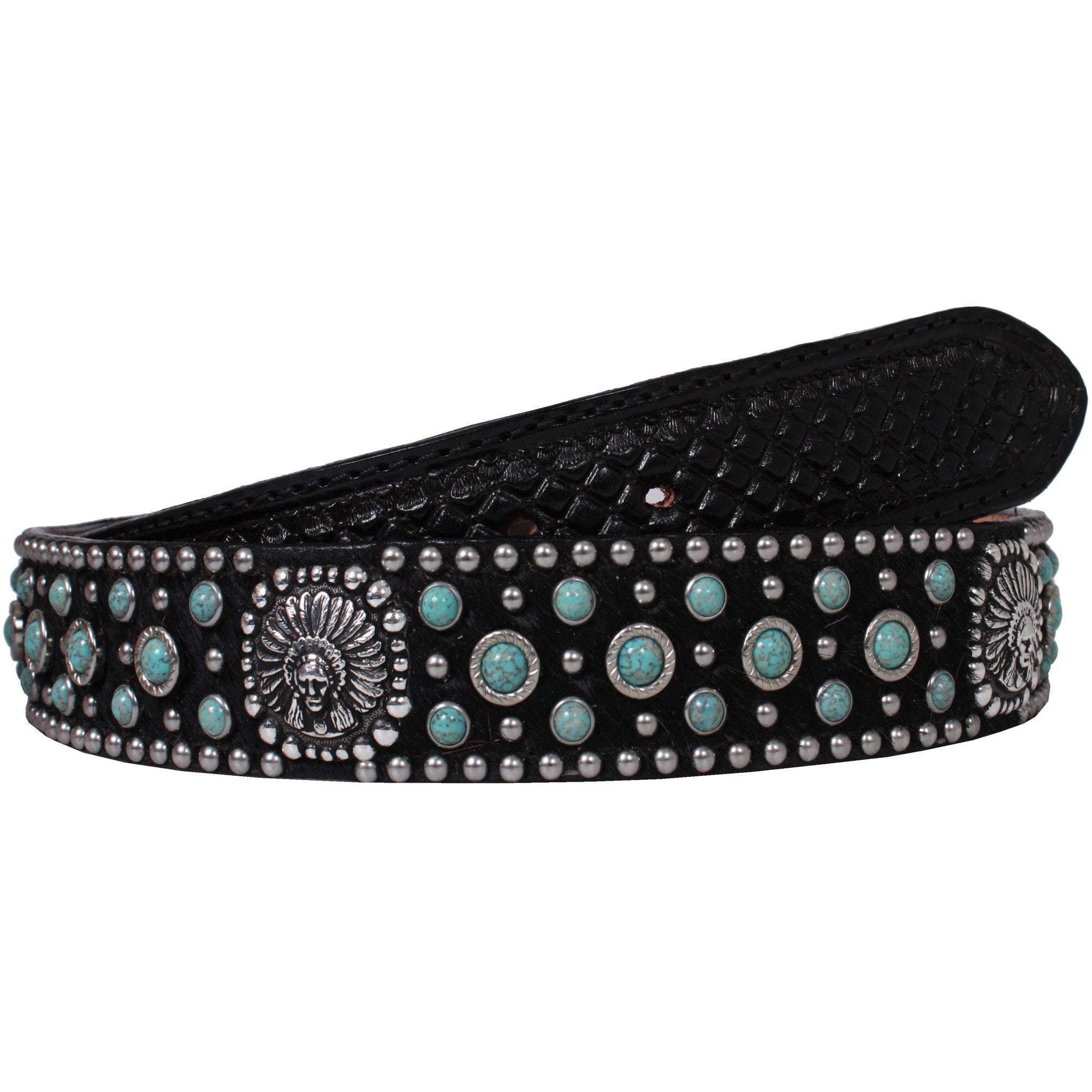 B782 - Black Roan Hair Belt Belt