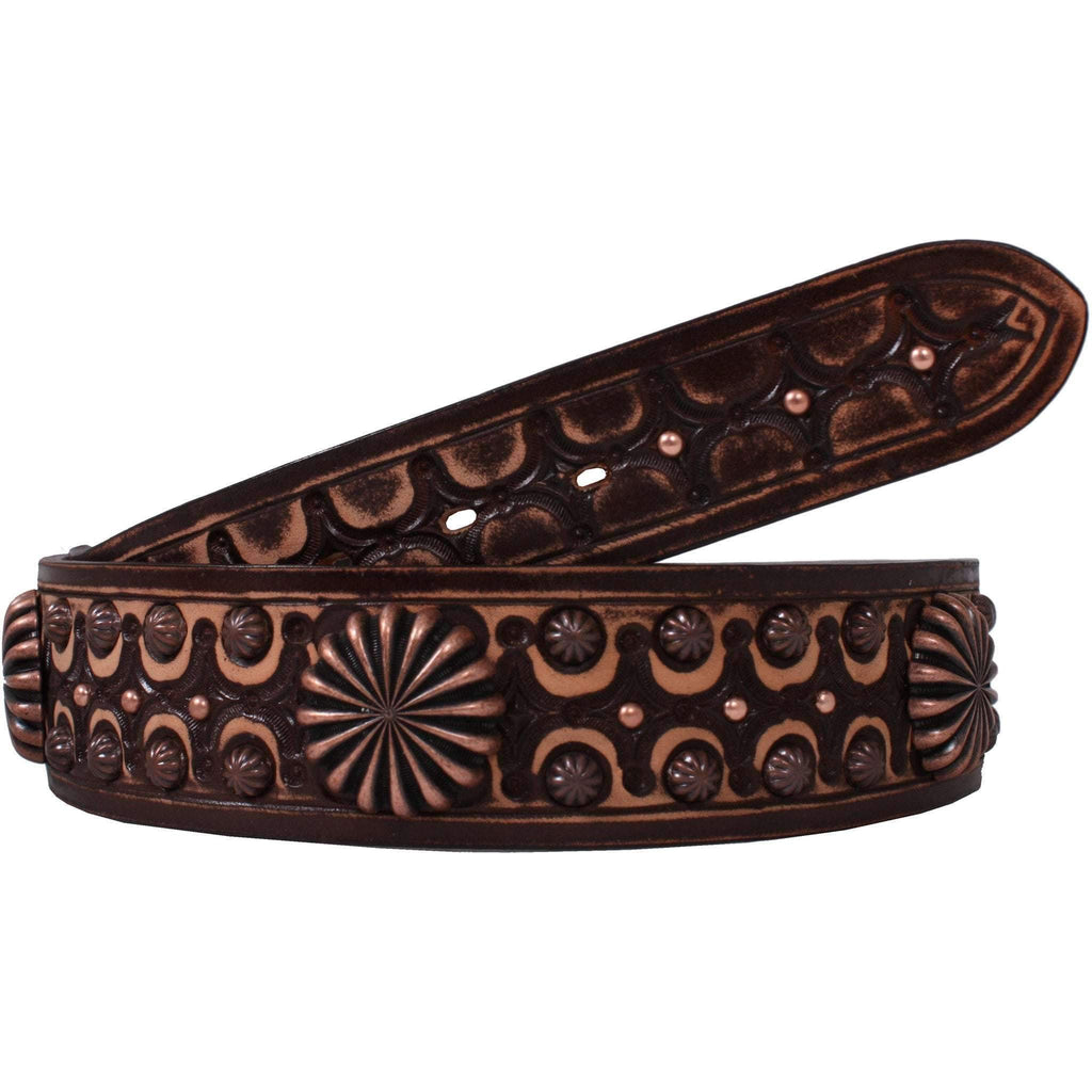 Clearance - Brown Vintage Leather Studded Belt B794