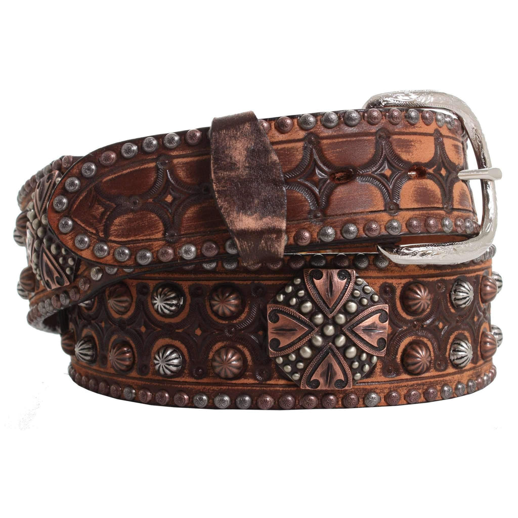B837 - Brown Vintage Studded Belt Belt