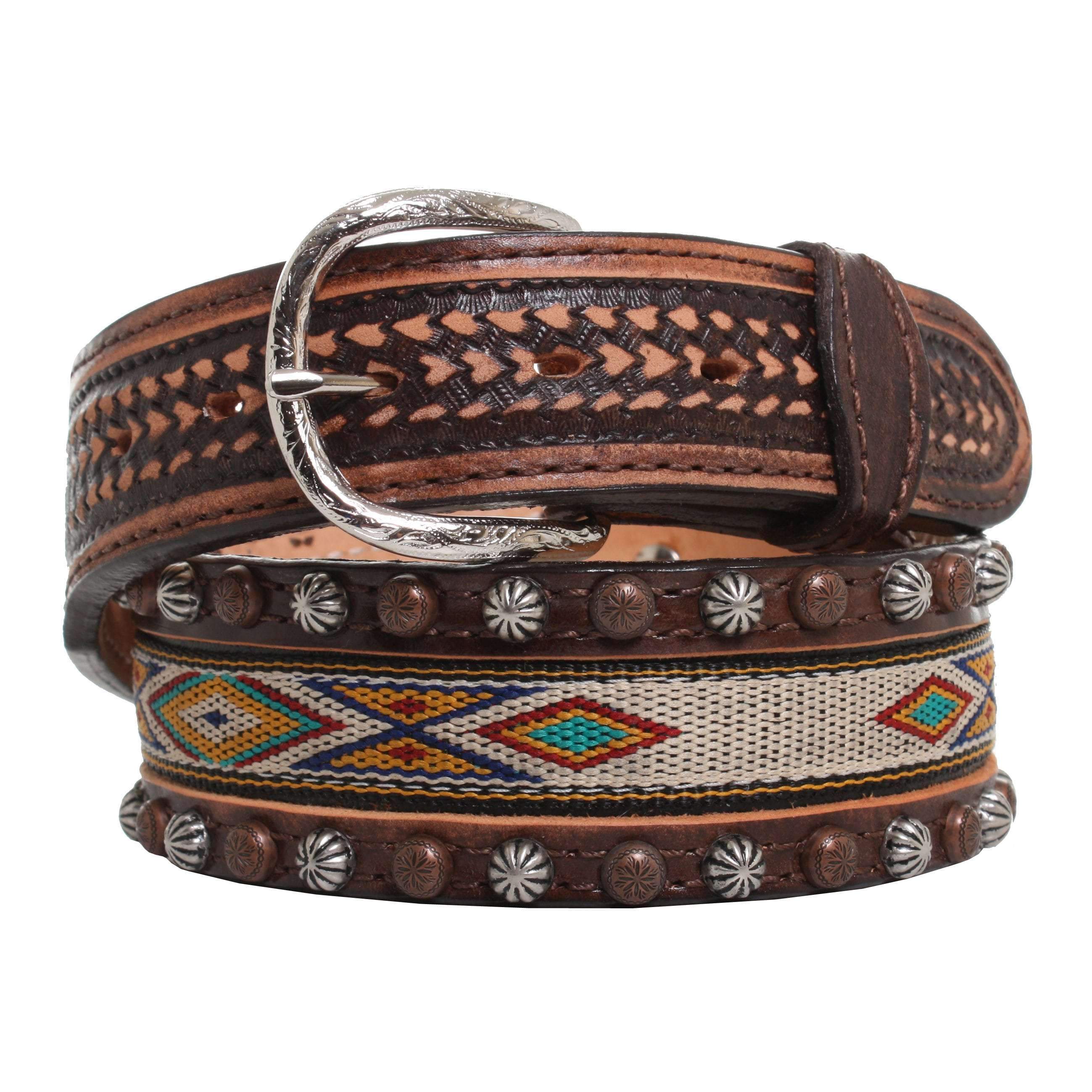 B856 - Brown Vintage Santa Fe Design Belt Belt