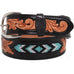 B864 - Black Beaded And Tooled Belt Belt