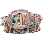 B895 - Navajo Turquoise And Brown Leather Belt Belt