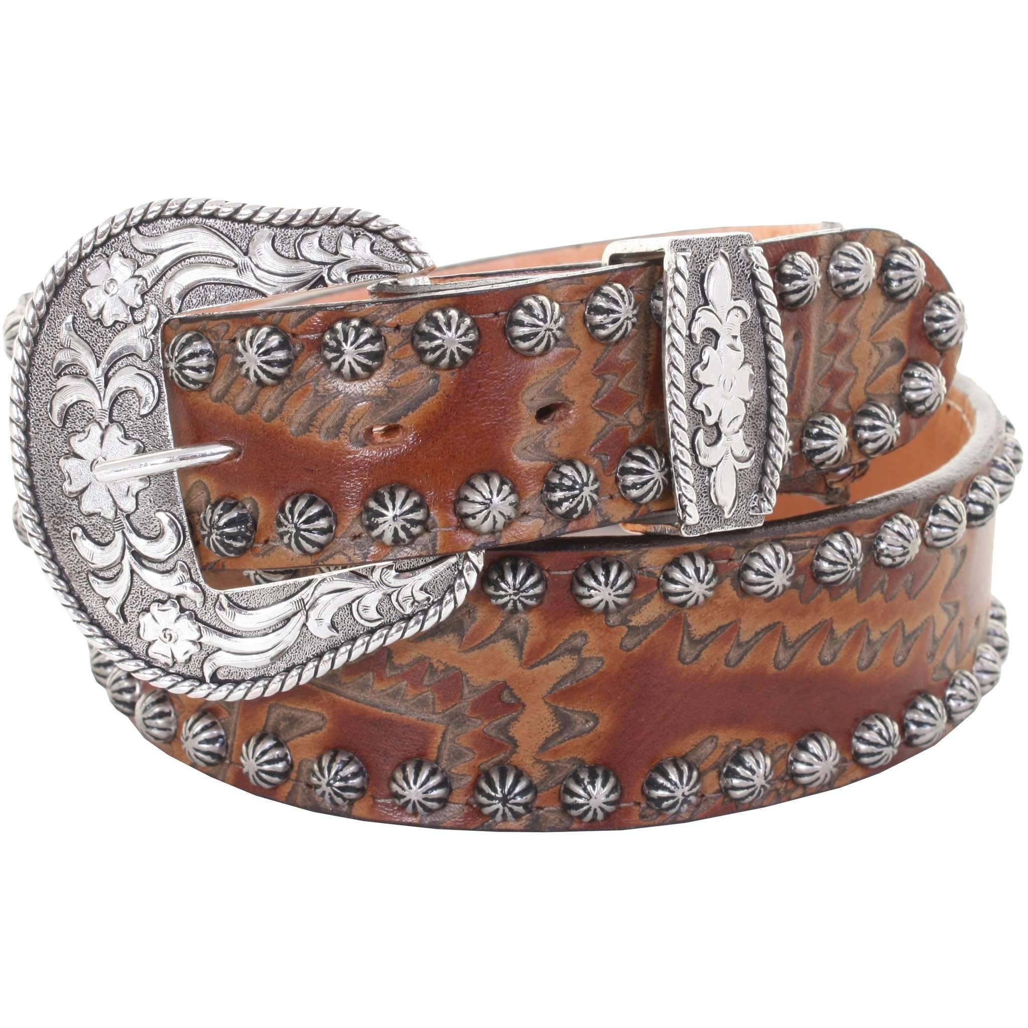 B896 - Aztec Burnt Leather Belt Belt