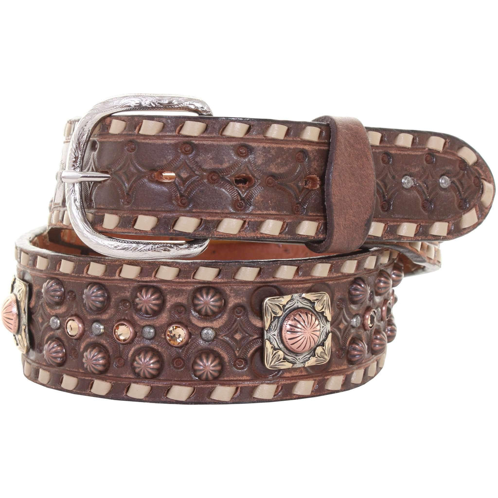 B907 - Brown Vintage Studded Belt Belt