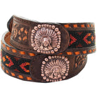 B946 - Brown Vintage Beaded Belt Belt