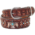 B949 - Mahogany Vintage Studded Belt Belt