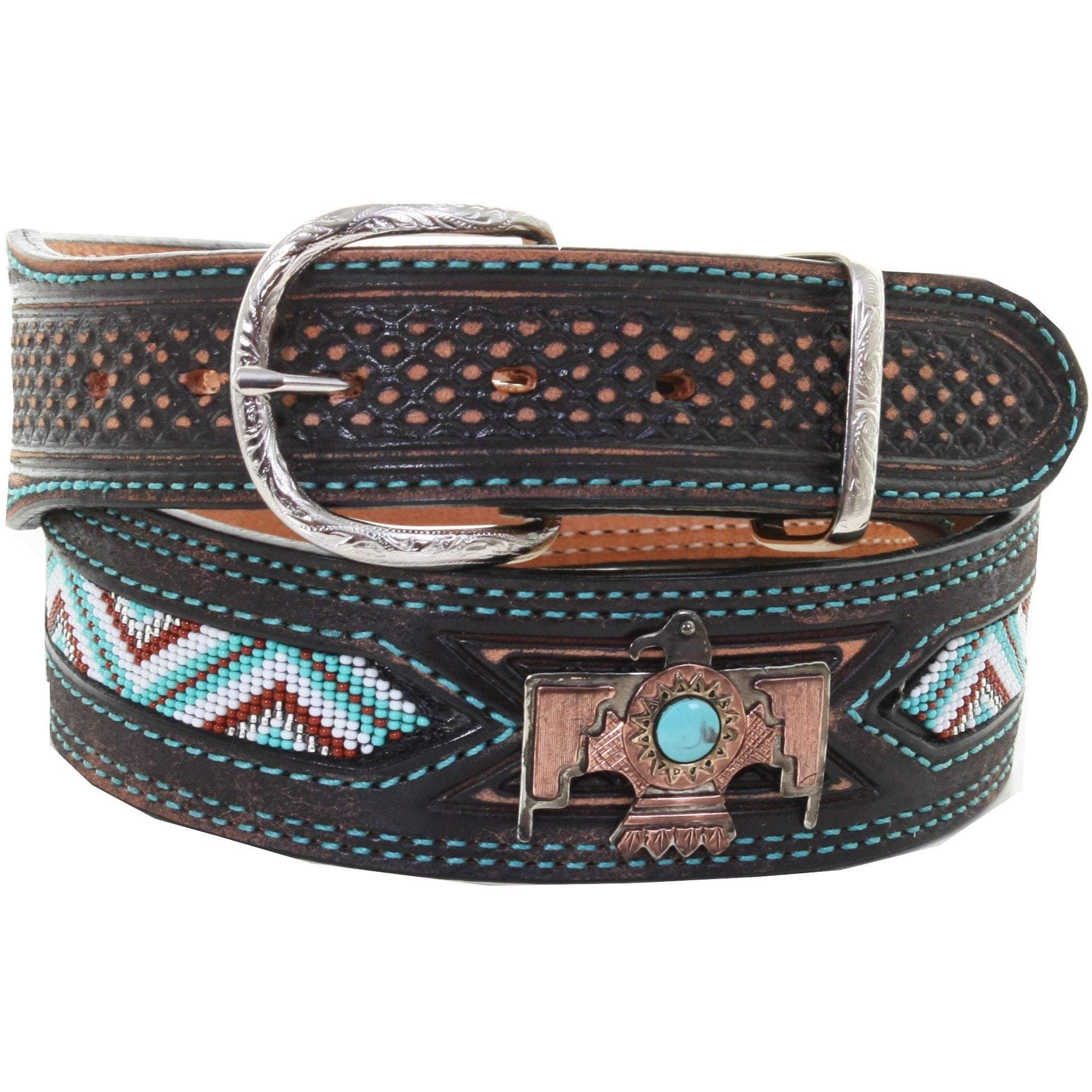 B953A - Black Vintage Beaded Belt Belt