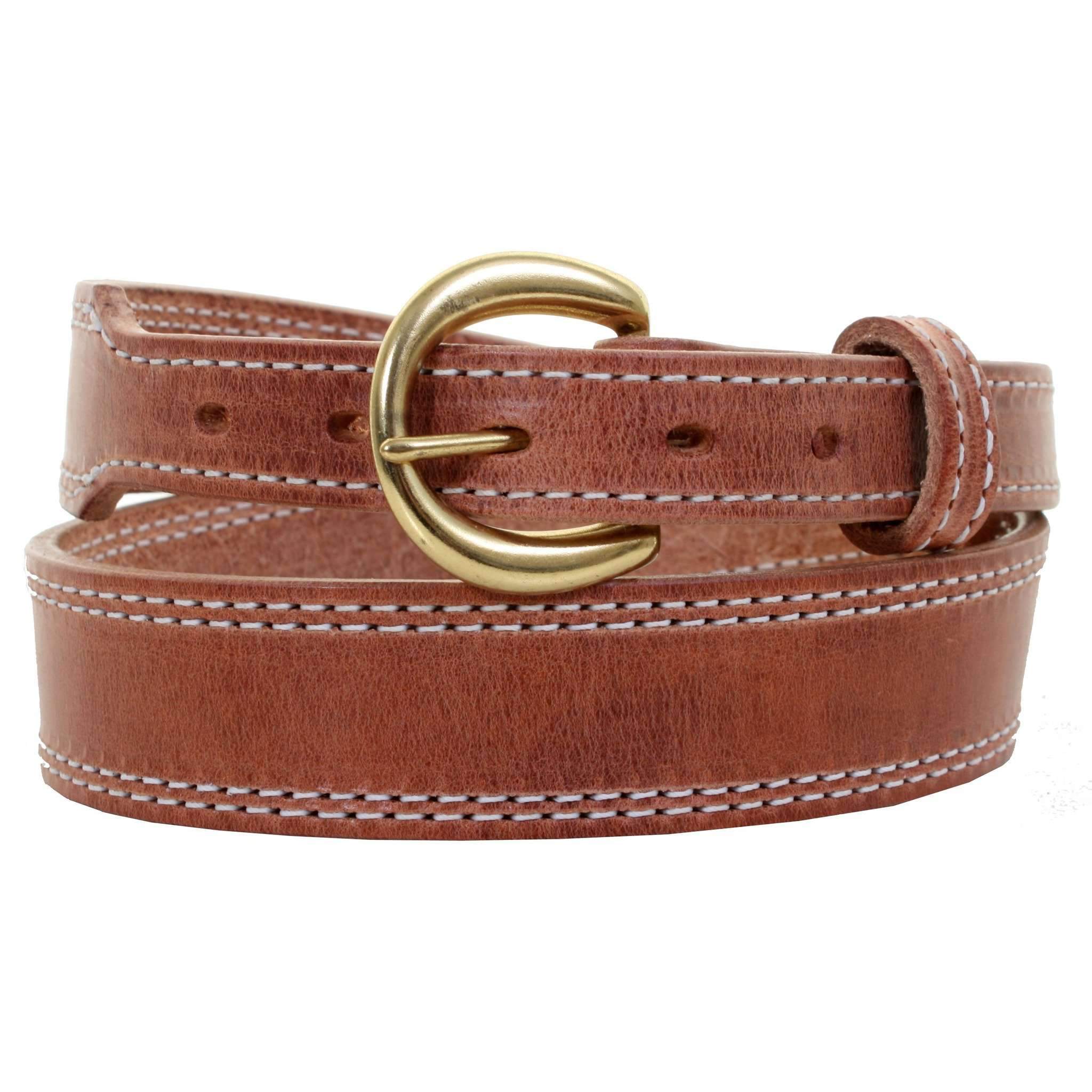 Hollister Womens genuine leather brown belt Size M Pink Orange Neon  Stitching