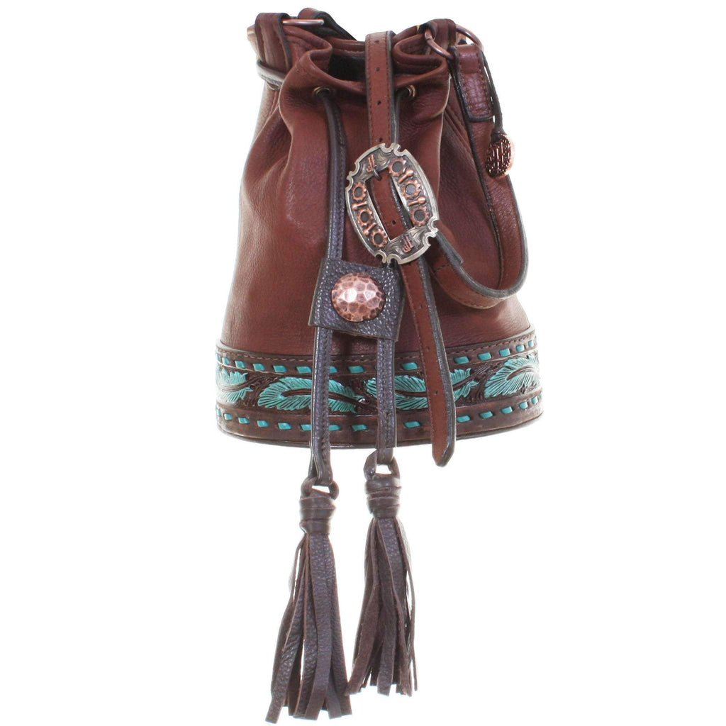 Barb30 - Chocolate Elk Skin Barrel Bag Handbag