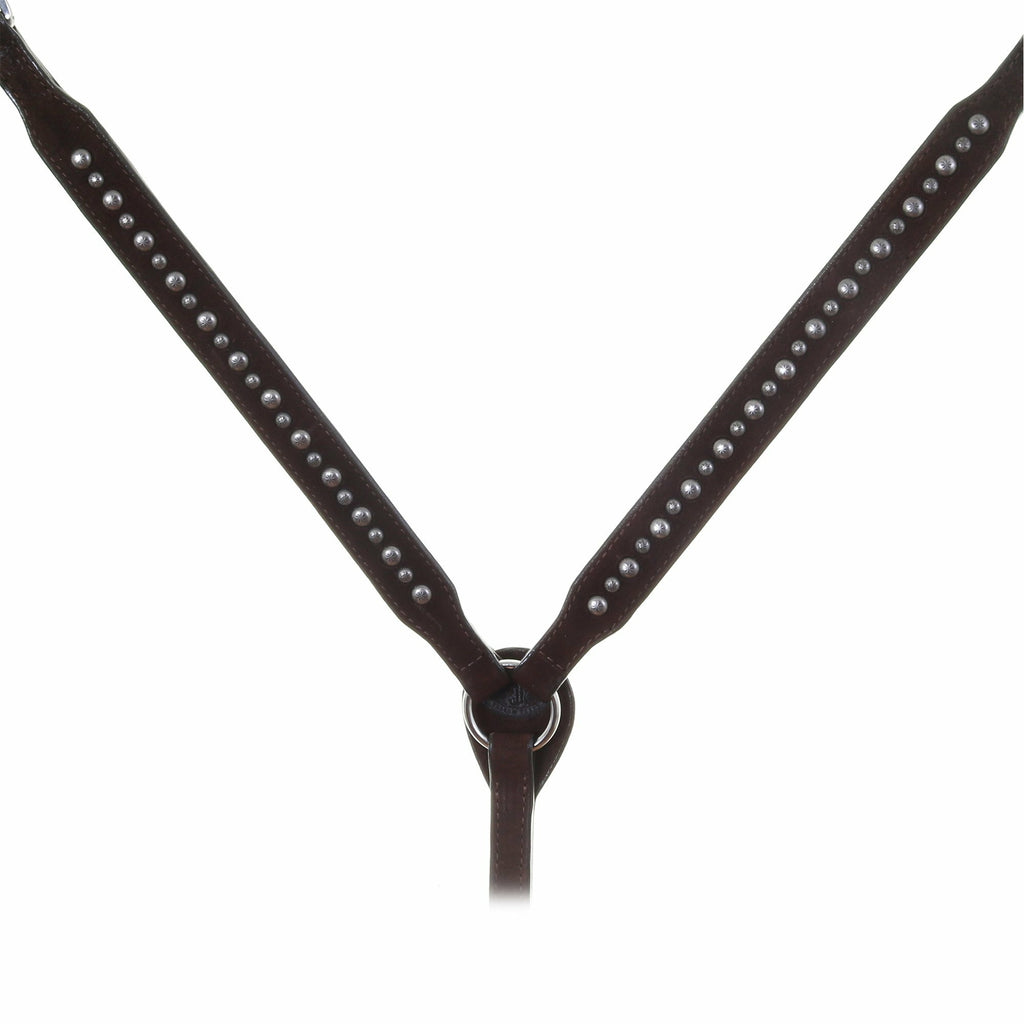 BC033C - Brown Rough Out Studded Breast Collar