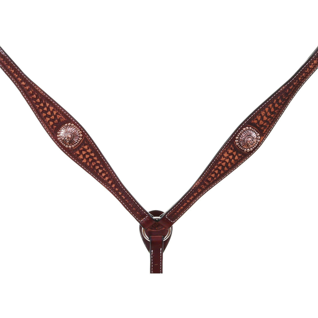 Bc1000 - Cognac Leather Tooled Breast Collar Tack