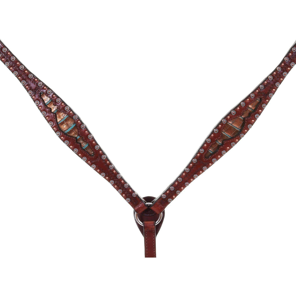 Bc1001 - Cognac Leather Tooled Breast Collar Tack