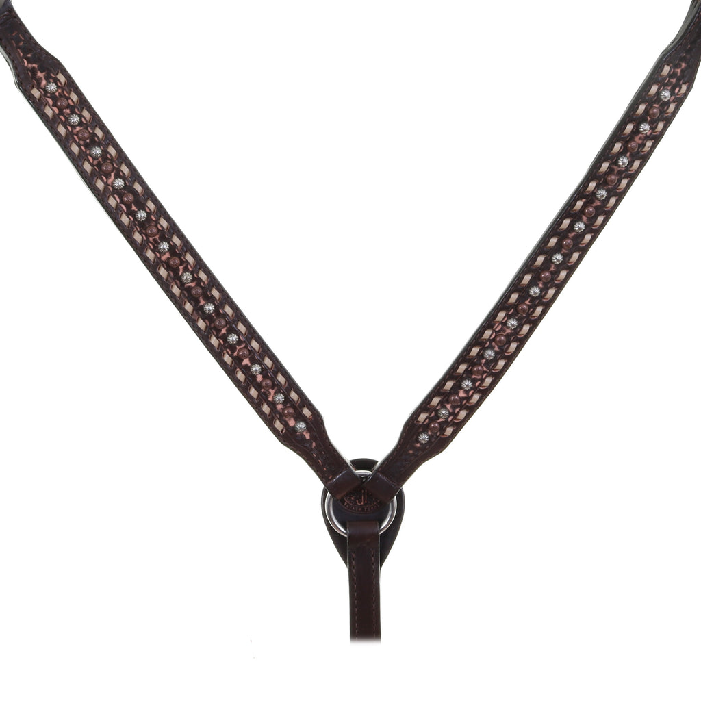 Bc1031 - Brown Vintage Buck Stitched Breast Collar Tack