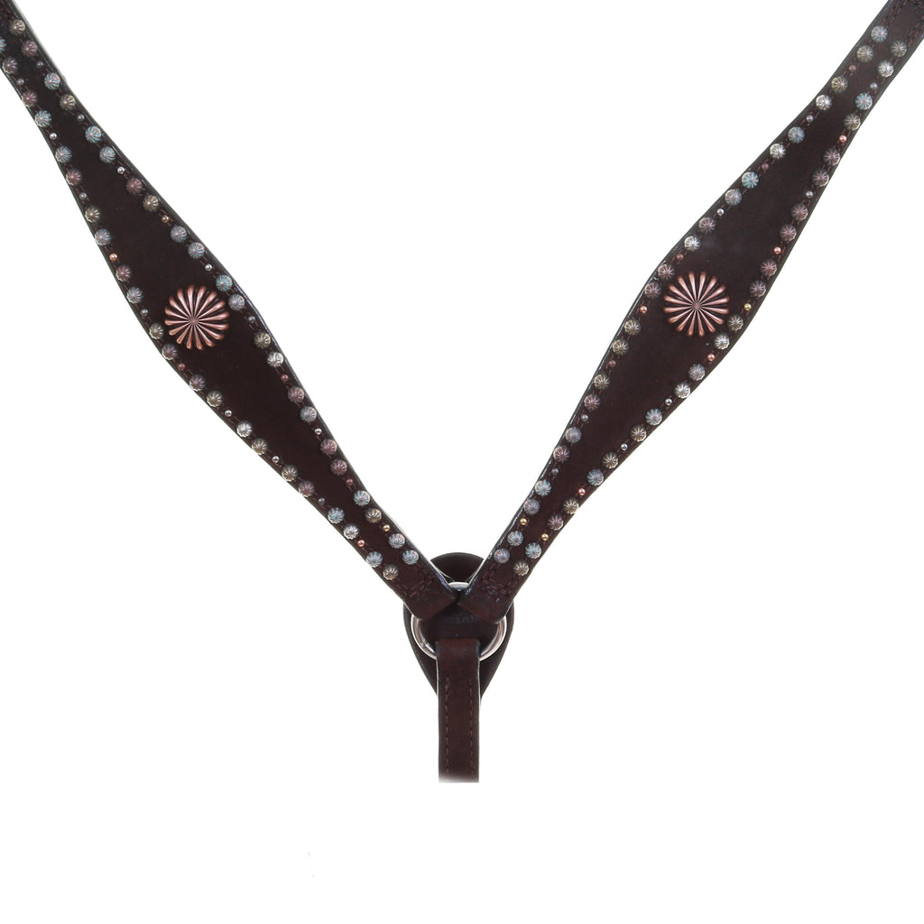 Bc1032 - Brown Rough Out Studded Breast Collar Tack