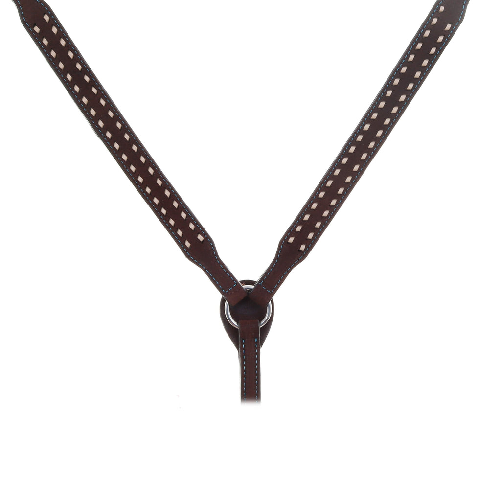 Bc1033 - Brown Rough Out Buck Stitched Breast Collar Tack