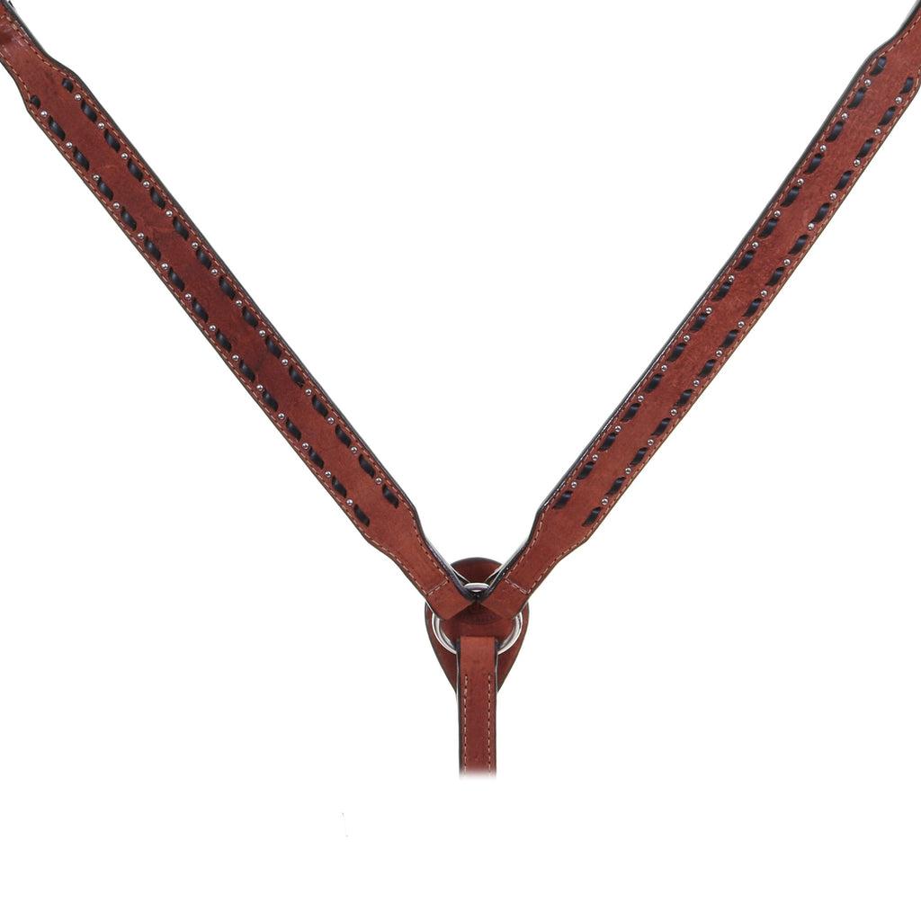 Bc1034 - Chestnut Rough Out Buck Stitched Breast Collar Tack