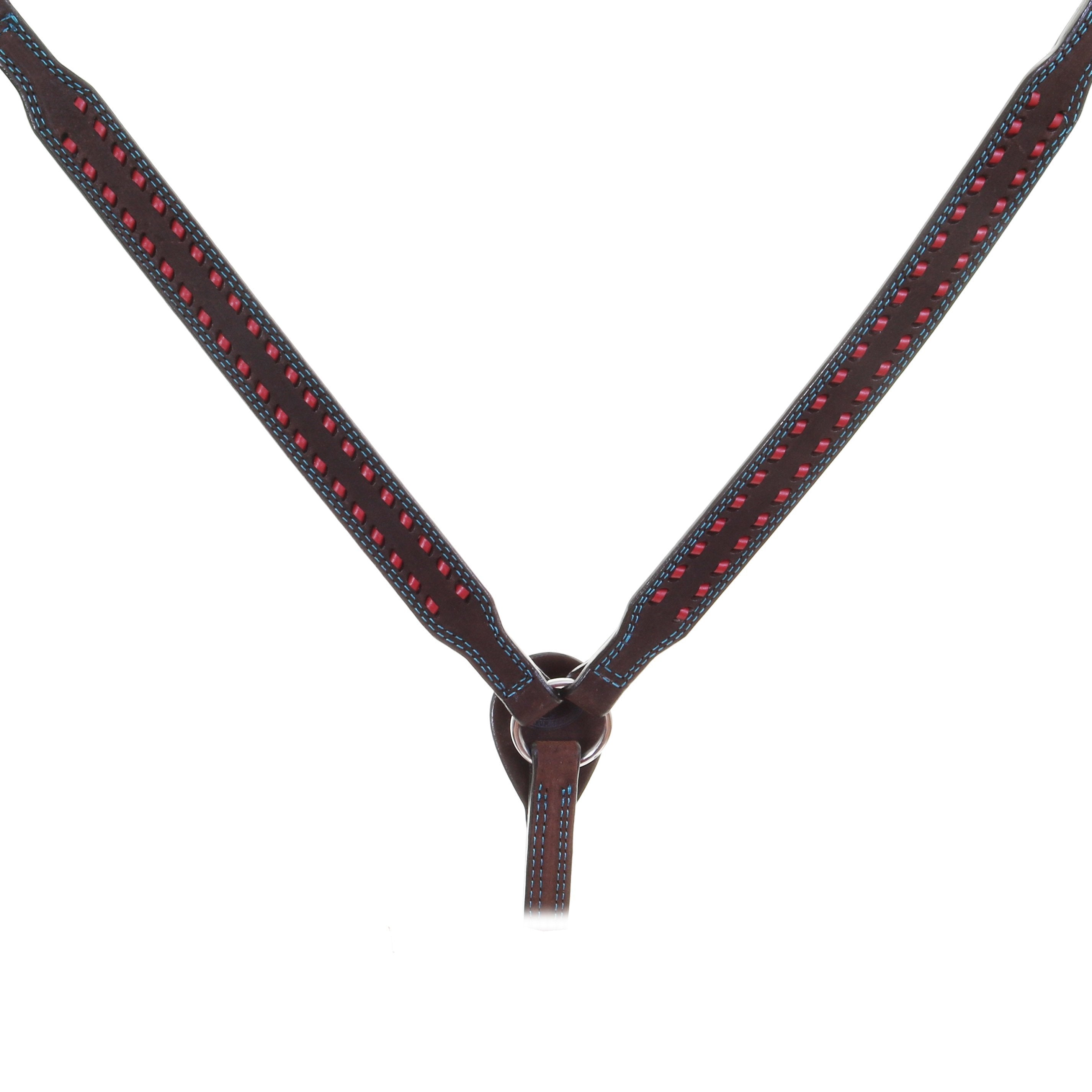 Bc1035 - Brown Rough Out Buck Stitched Breast Collar Tack