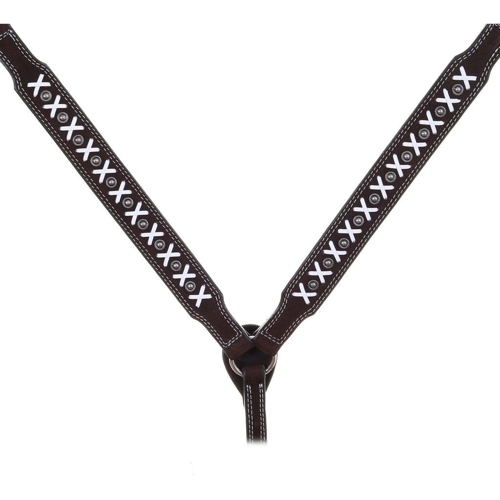 Bc1049A - Brown Rough Out X Design Breast Collar Tack