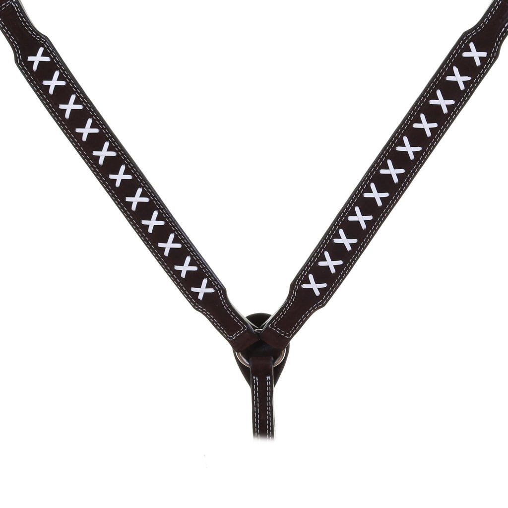 Bc1049 - Brown Rough Out X Design Breast Collar Tack