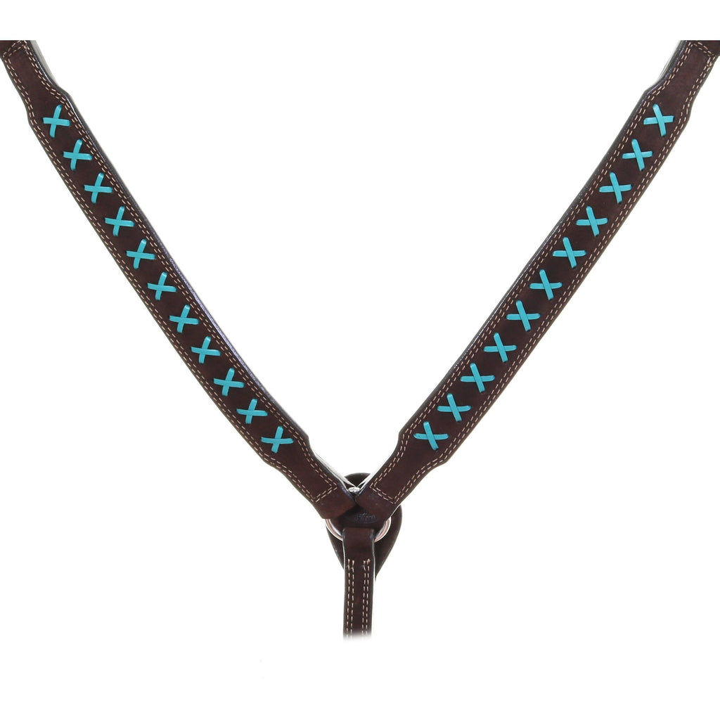Bc1050 - Brown Rough Out X Design Breast Collar Tack