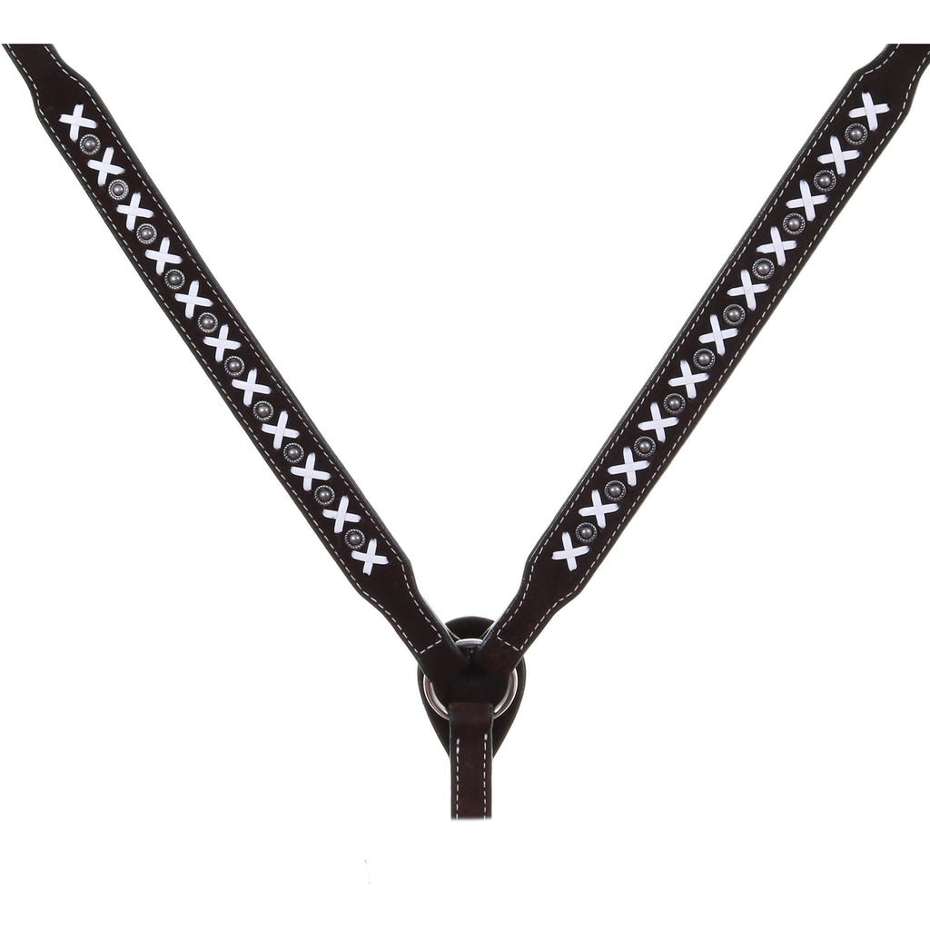 Bc1051A - Brown Rough Out X Design Breast Collar Tack