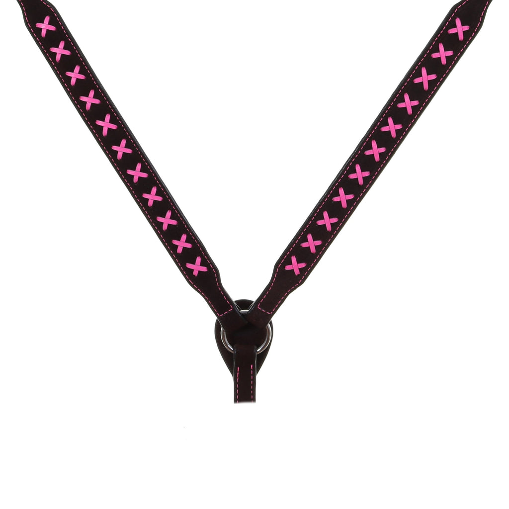 Bc1052 - Brown Rough Out X Design Breast Collar Tack