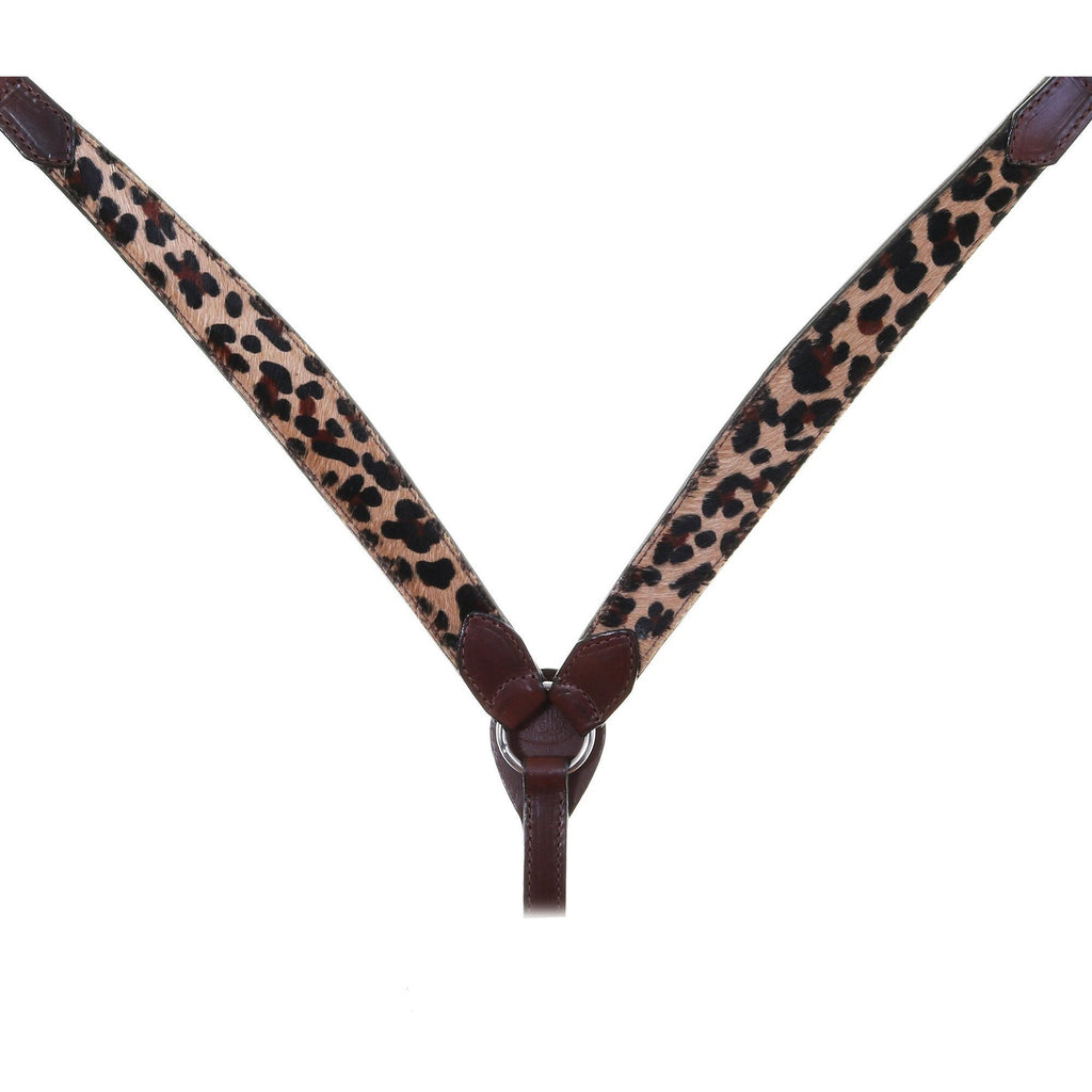 Bc1057 - Brown Leather Jaguar Overlay Breast Collar Tack