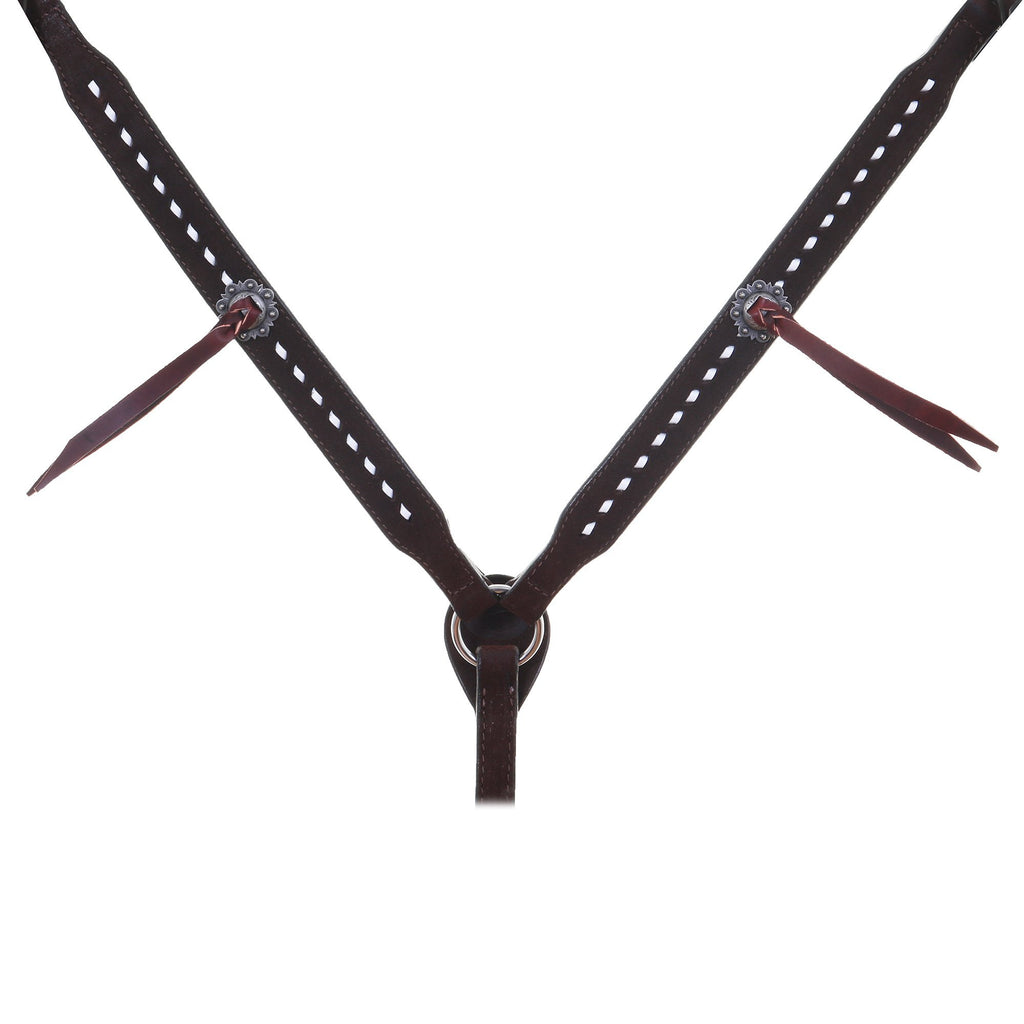 Bc1063 - Brown Rough Out Buck Stitched Breast Collar Tack