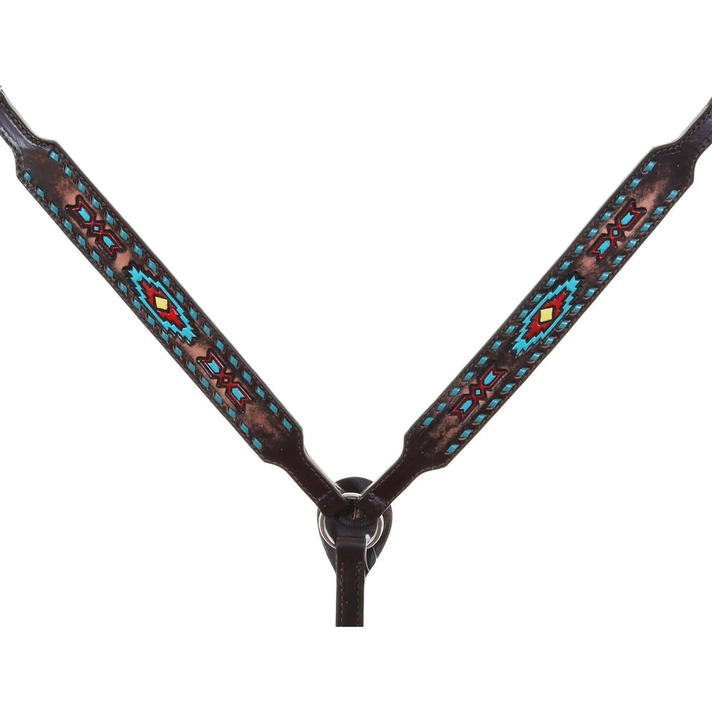 Bc667A - Painted Southwest Design Breast Collar Tack